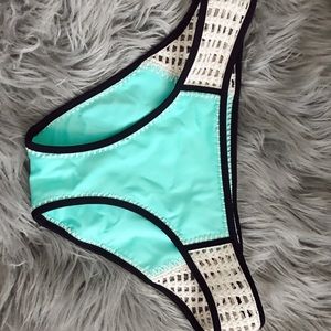 TURQUOISE & CROCHETED BIKINI BOTTOMS